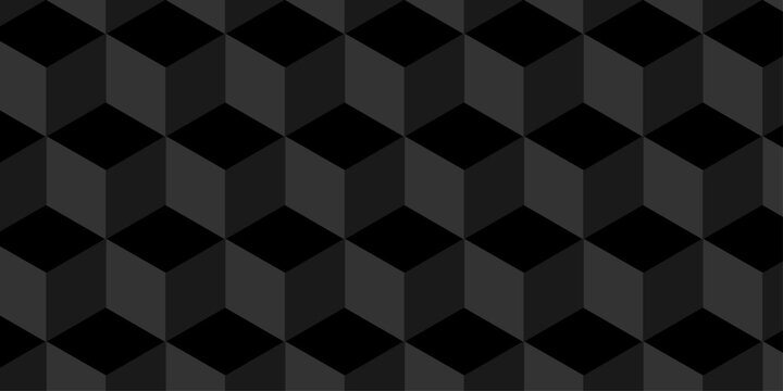 Abstract square black grid tiles cubic shape backdrop texture. cube geometric wall and floor vector diamond hexagon triangle wallpaper background.