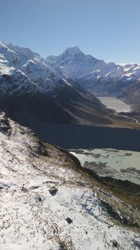 Vertical Aerial of Aoraki Mt Cook from Sealy Range