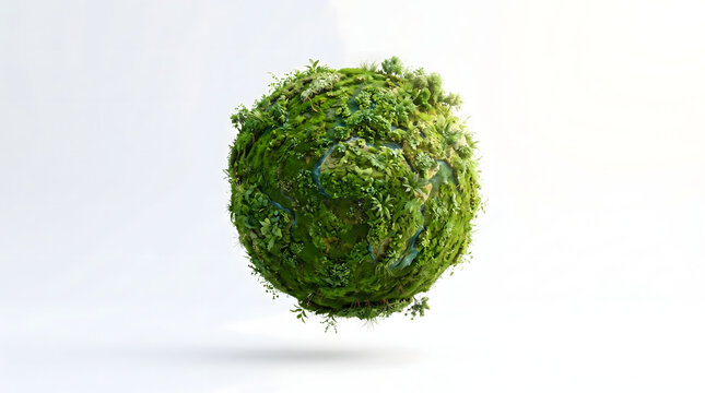 Lush green planet earth covered in dense forest and foliage under sunlight