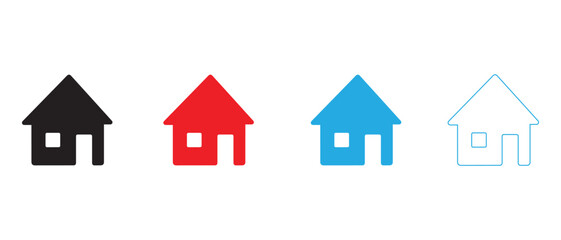 Fototapeta premium Home icon. Clean outline and filled house variations for UI, apps and homepage buttons vector. Real estate and property navigation symbol for web interfaces and mobile screens sign pictogram concept