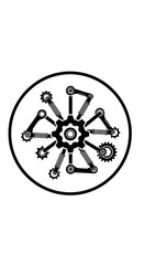 Obraz premium Mechanical Gear and Linkage Mechanism Icon