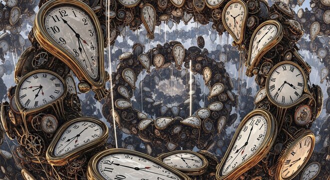 Surreal Time Distortion Concept with Melting Clocks