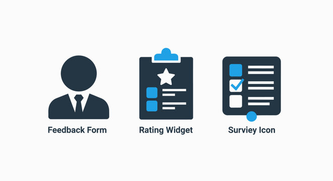 Customer feedback and survey icons with feedback customer satisfaction evaluation business information illustration technology application management analysis questionnaire checklist