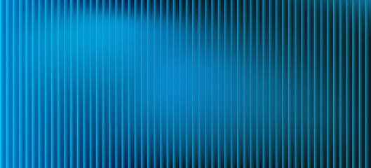 Obraz premium Vertical lines blue gradient abstract background with ribbed glass effect. Futuristic fractal glass background with soft wave, glow, and transparent layers. Modern technology concept