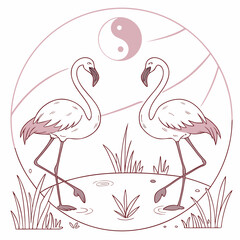 Obraz premium Flamingo Symmetry Harmony Vector