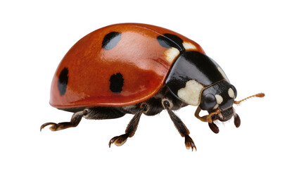 Red ladybug with black spots, isolated on transparent background © Finn