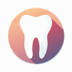 Obraz premium Stylized Tooth Icon with Gradient Background and Shadow