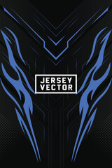 Fototapeta premium E sports Jersey Design with Blue Tribal Accents on Black Background for Football, Volleyball, Soccer, Basketball Jersey Sublimation Print Template.