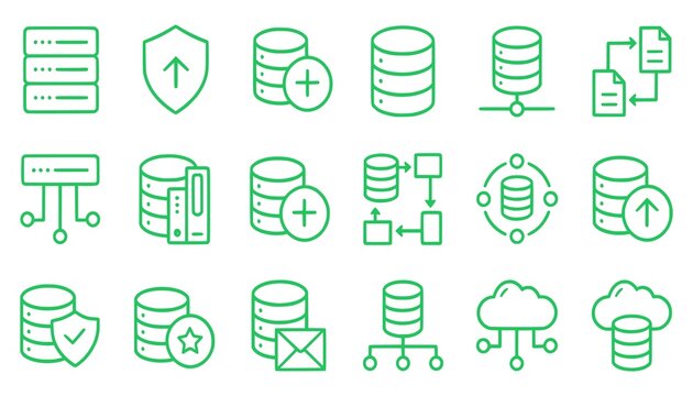 Minimal database server icon with stacked cylinder shape and simple details. Clean flat SVG design ideal for data storage, backend systems, and technology applications.