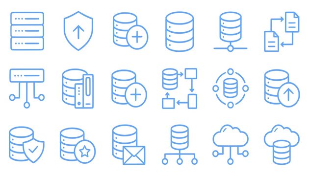 Minimal database server icon with stacked cylinder shape and simple details. Clean flat SVG design ideal for data storage, backend systems, and technology applications.