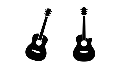 Naklejka premium Acoustic guitar silhouettes on a white background silhouette