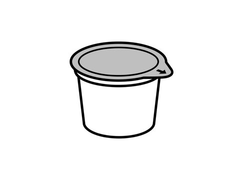 Line drawing of a small container with a lid and handle on a white background.