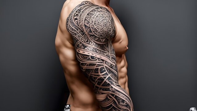 Intricate sleeve tattoo on a muscular arm