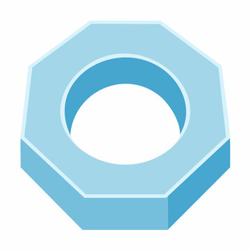 Simple Blue Hexagonal Nut Icon