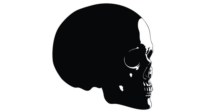 Gothic skull side tattoo stencil with dark aesthetic and profile illustration