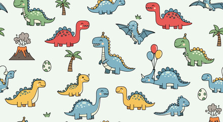 Colorful cartoon dinosaurs for kids. © rohit