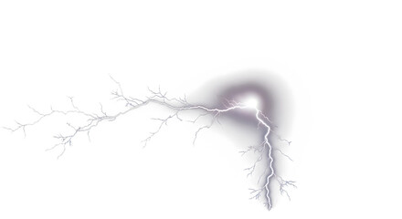 Bright white lightning bolt striking across a clean background during a powerful electrical storm within the night sky © A. A. MAMUN