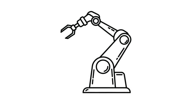 Professional robotic arm vector illustration featuring a sophisticated mechanical machine component designed for modern industrial automation systems used in factories to handle heavy objects with ext
