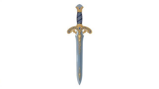 Elegant Steel Sword on a Clean White Backdrop