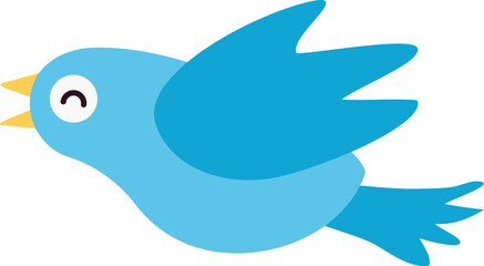Fototapeta premium Cute Blue Bird Flying Vector Icon