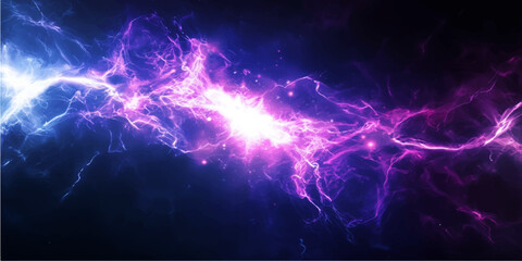 An abstract blue technology background featuring glowing lightning lines and motion energy effects with a flash of light like a star explosion in a galaxy of smoke and art © StockVista Creations