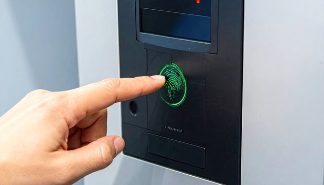 Fingerprint security scan on biometric reader for access control