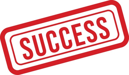 A striking red rectangular rubber stamp prominently featuring the word SUCCESS in bold capital letters on a white background © AsifImtiaj