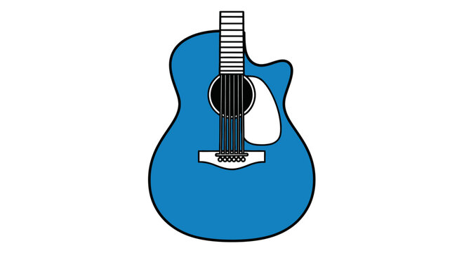 blue acoustic guitar illustration with white background