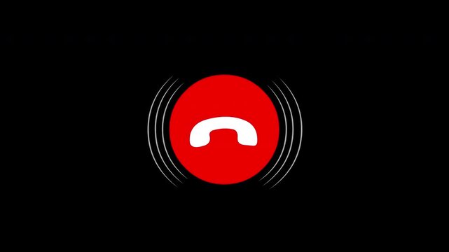 Red Phone Call Icon on Black Background, Incoming Call or Decline Symbol