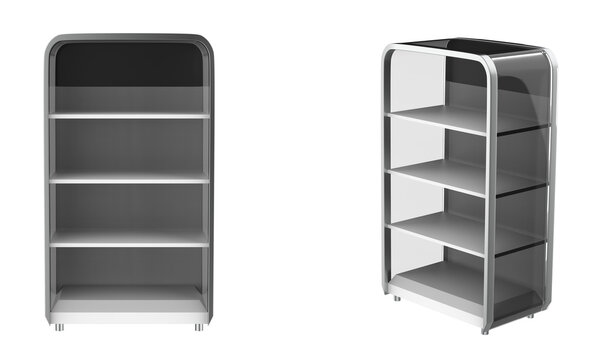 Super Market Display Stand Isolated On White Background. 3d illustration