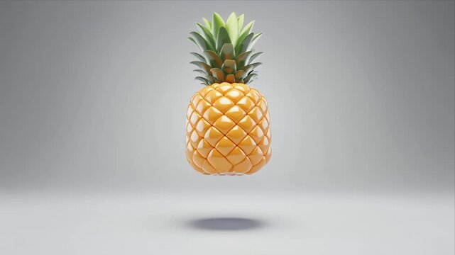 Floating Pineapple in Studio Lighting with Shadow.
