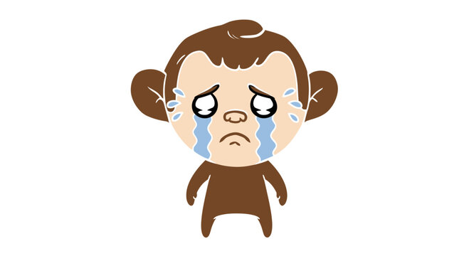 Sad Cartoon Monkey Crying Tears Of Sadness