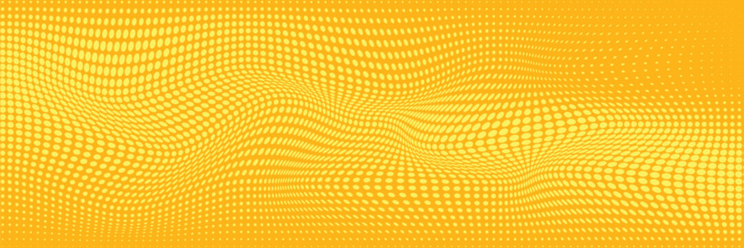 Yellow Halftone Dotted Gradient Background With Retro Comic Texture.