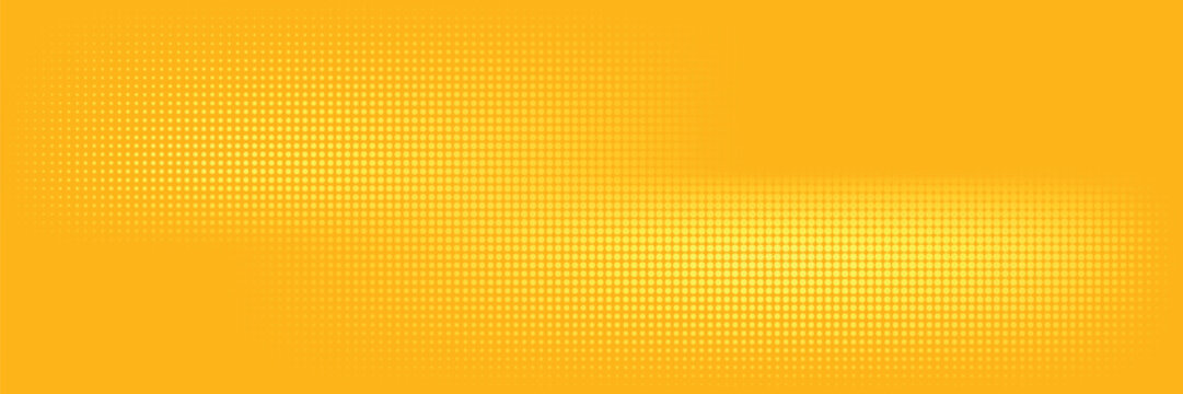 Yellow Halftone Dotted Gradient Background With Retro Comic Texture.