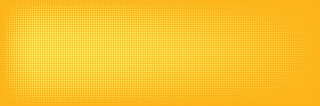 Yellow Halftone Dotted Gradient Background With Retro Comic Texture.