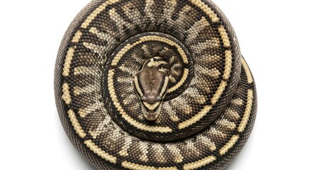 Fototapeta premium Coiled Ball Python Snake on White Background