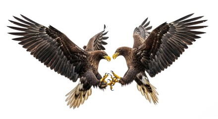 Obraz premium Two Majestic White Tailed Eagles Fighting in Mid Air