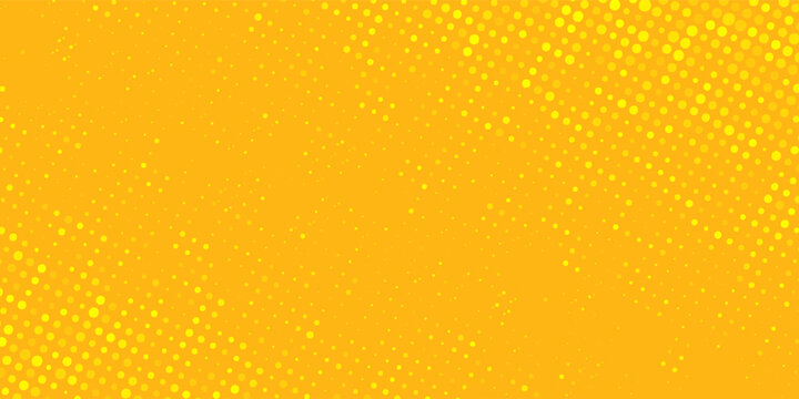 Yellow Halftone Dotted Gradient Background With Retro Comic Texture. vektor illustration