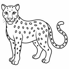 Fototapeta premium Cartoon cheetah standing on plain background