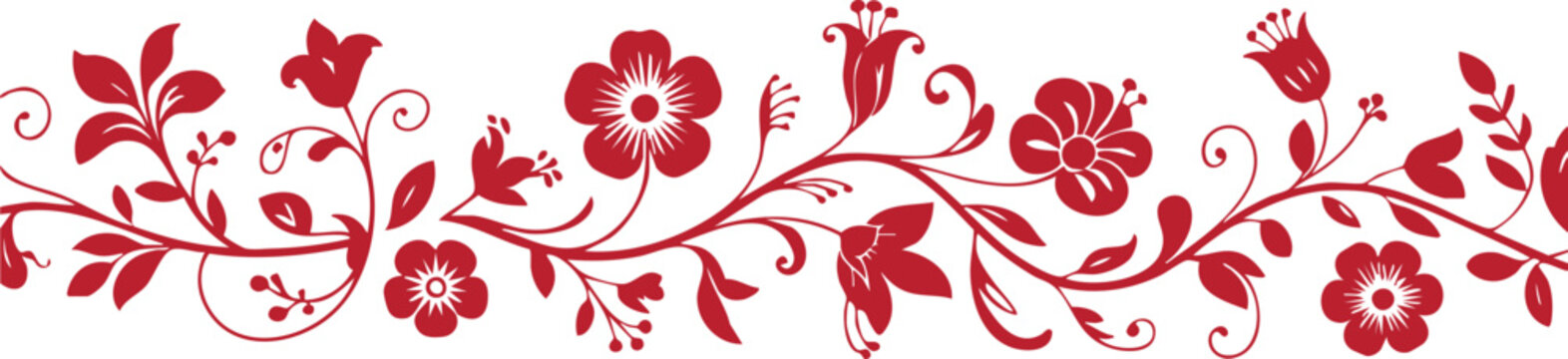 Black and White Floral Border Seamless Design
