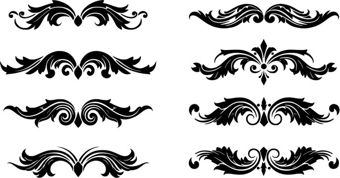 Elegant Flourish Ornaments: Decorative Vintage Vector Dividers and Headers for Graphic Design and Print