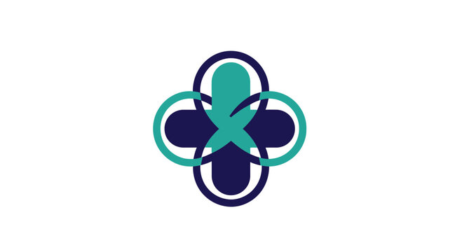 Abstract Geometric Symbol of Healthcare, Modern Medical Logo on White Background
