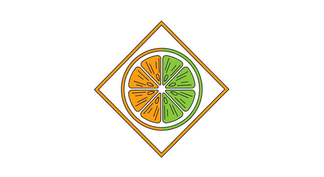 Abstract Graphic Illustration Of Citrus Fruit Slice Design Within A Geometric Shape