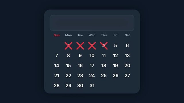 Calendar Shows Days Crossed Out Indicating Schedule Planning