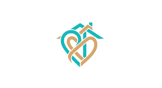 Abstract Heart House Logo Concept, Symbolizing Home, Family, Love And Belonging Beautifully Designed