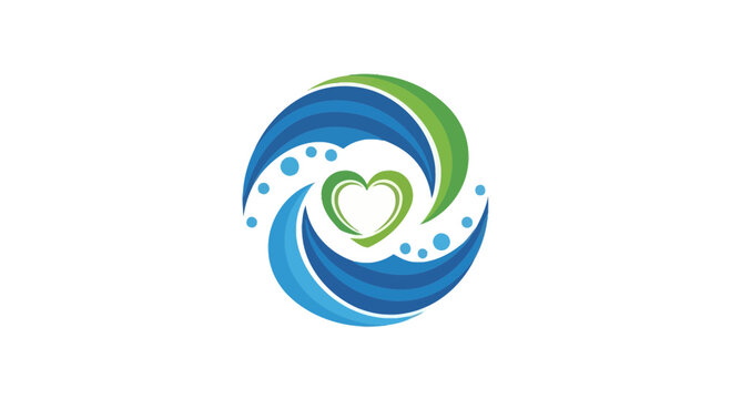 Abstract Heart Logo Displaying Waves and Spiraling Elements on a White Background