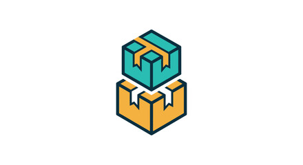 Fototapeta premium Abstract Illustration of Stacked Boxes, Delivery, Logistics, and Order Fulfillment