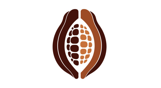 Abstract Illustration of Cocoa Pod and Beans, Suitable for Branding and Design Concepts