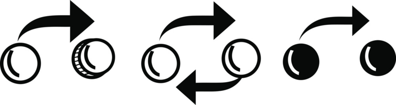Circular arrows and rings a sequence of rotating elements