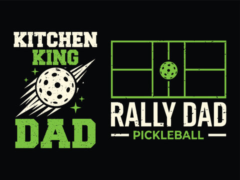 Set of pickleball dad quote typography vector t-shirt design, funny designs for the sports loving father
